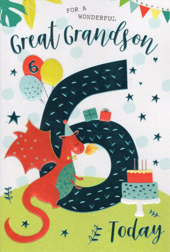 Picture of FOR A WONDERFUL GREAT GRANDSON 6TH TODAY CARD